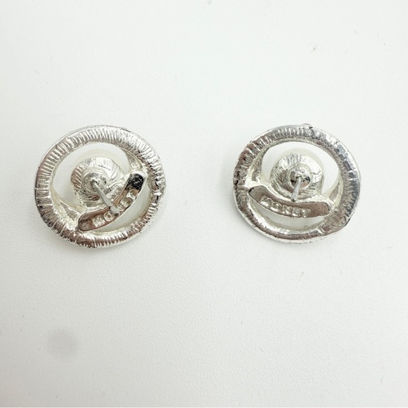 Monet Elegant Silver-Tone Earrings with Faux Pearls & Rhinestones - Picture 5 of 7